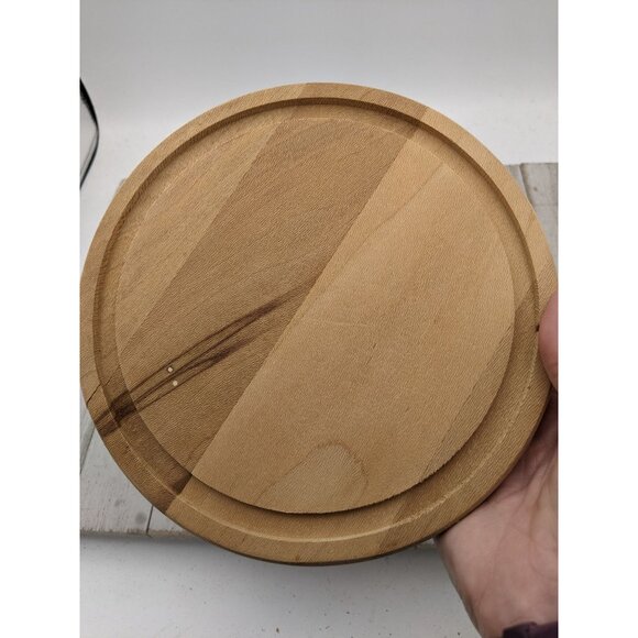 Glass Food Storage Serving Bowl 6" w/ Natural Wood Serving Tray Lid 1749 Cheese - Picture 4 of 6